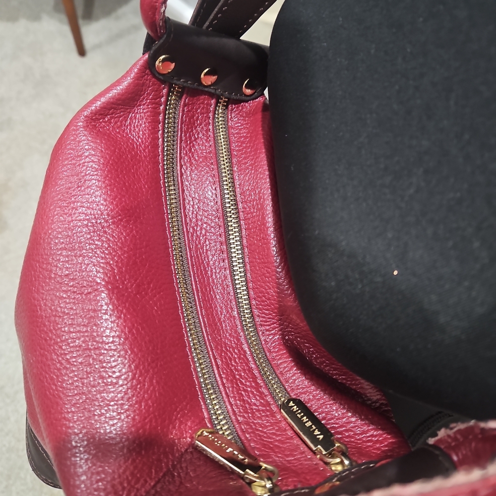 Valentina Red and Brown Leather Shoulder Bag - Picture 4 of 4